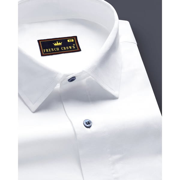 Just $55.50 | Bright White Subtle Sheen Super Soft Blue Button Premium Cotton Shirt