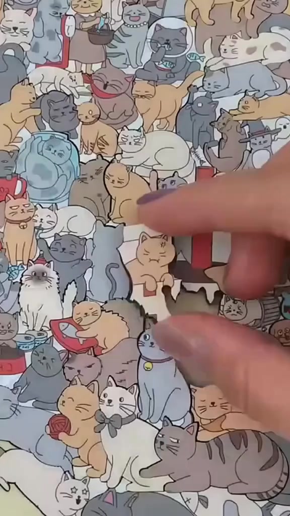 135-Piece Morandi-Colored Cat Shaped Wooden Jigsaw Puzzle