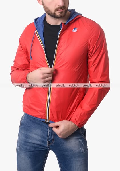 Giubbotto Kway uomo reversibile blu scuro rosso Jacques Plus Dou