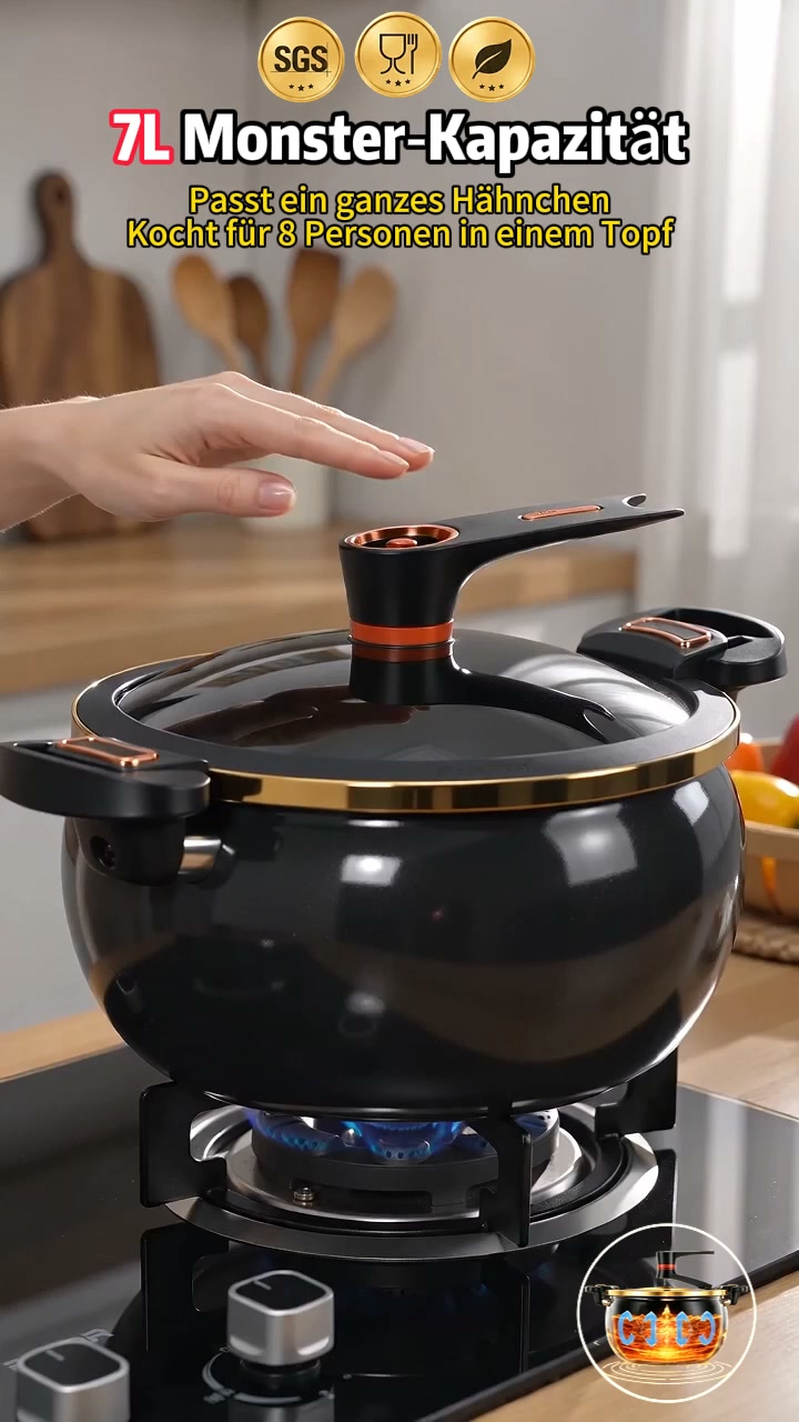 Mehr Freizeit beim Kochen – 7L Keramik‑Mikrodrucktopf