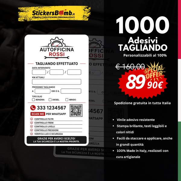 1000 Adesivi Tagliando a €89,90