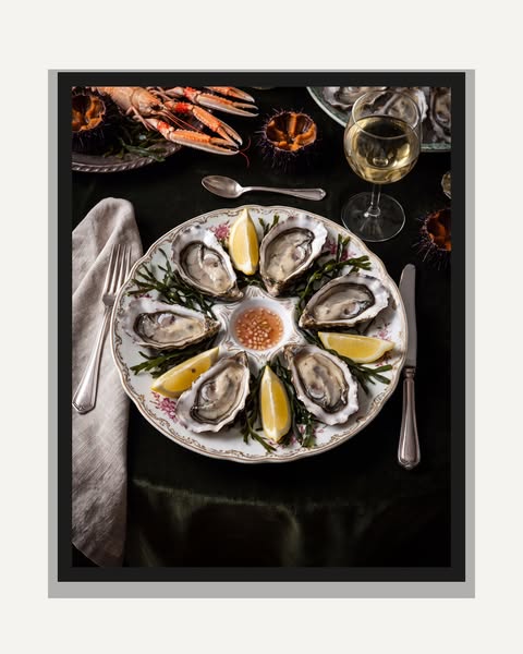 Ostron & champagne – Inramad poster 50×70