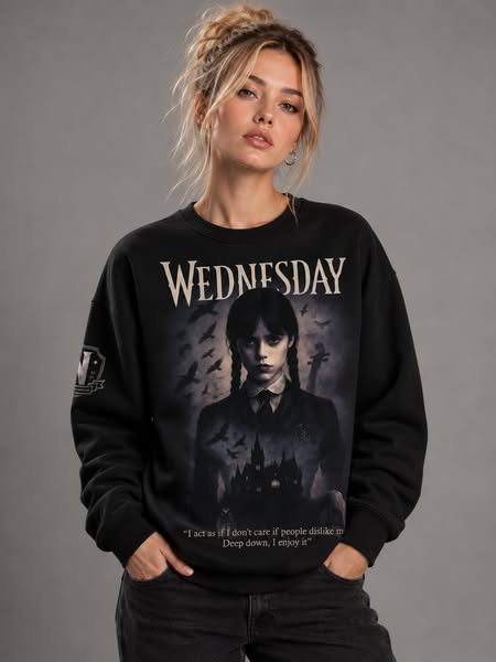 Wednesday Raven Quote Gothic Hoodie