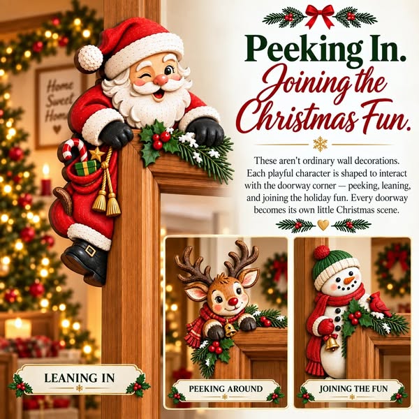 Christmas Peekaboo Door Frame Corner Decor
