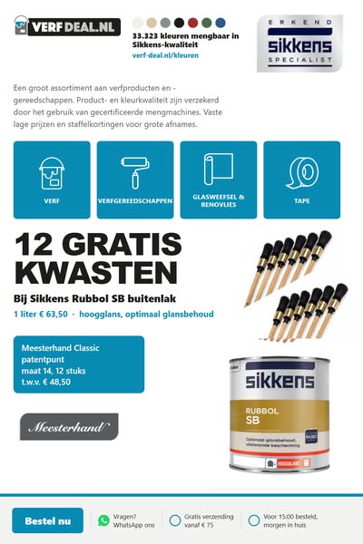 Sikkens Rubbol SB + 12 kwasten cadeau