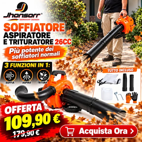 Soffiatore Aspiratore Trituratore 26cc — Solo 109,90 €