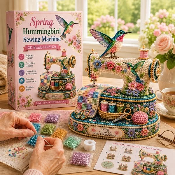 Spring Hummingbird Sewing Machine 3D Spring Limited Keepsake Edition - Small 5.9" (15 cm)