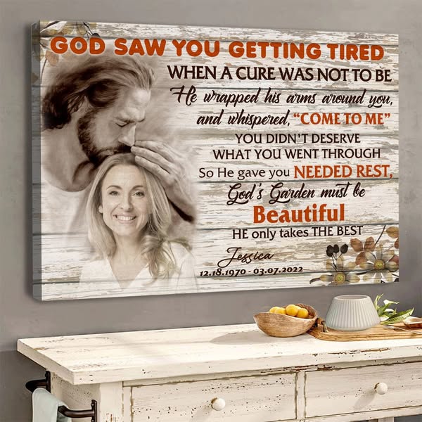Personalized Photo Memorial God Saw You Getting Tired Safe In God Is Hand Canvas Prints