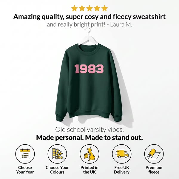 Personalised Year Sweatshirts. Made For You