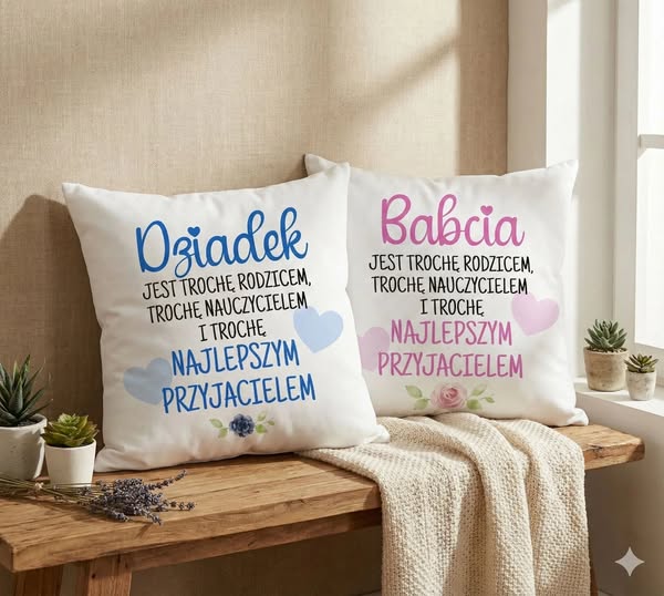 Zestaw 2x Poduszka na Dzień Babci i Dziadka – Uroczy prezent na Dzień Babci i Dziadka - 2n