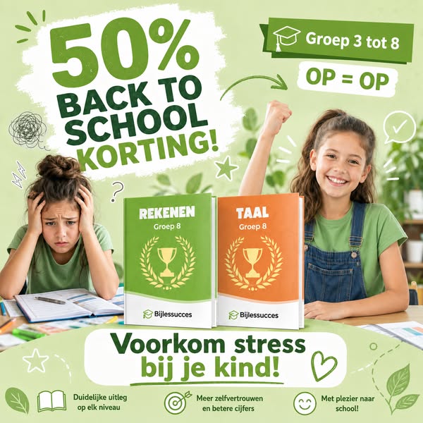 ALLEEN OP DIT MOMENT 50% BACK TO SCHOOL KORTING OP ALLE OEFENBOEKEN GROEP 3 T/M 8
