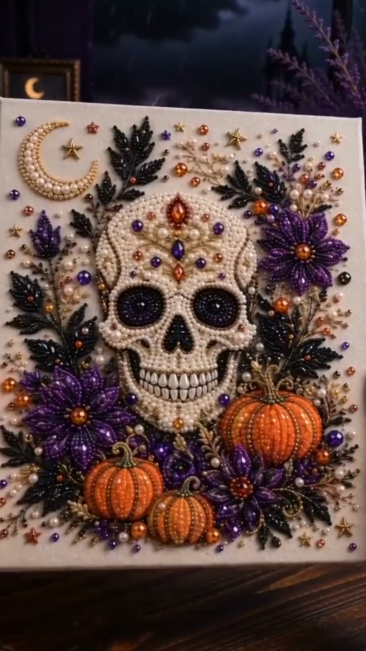 3D Pearl Art Halloween DIY Kit – Spooky Diamond Painting, All-in-One Supplies
