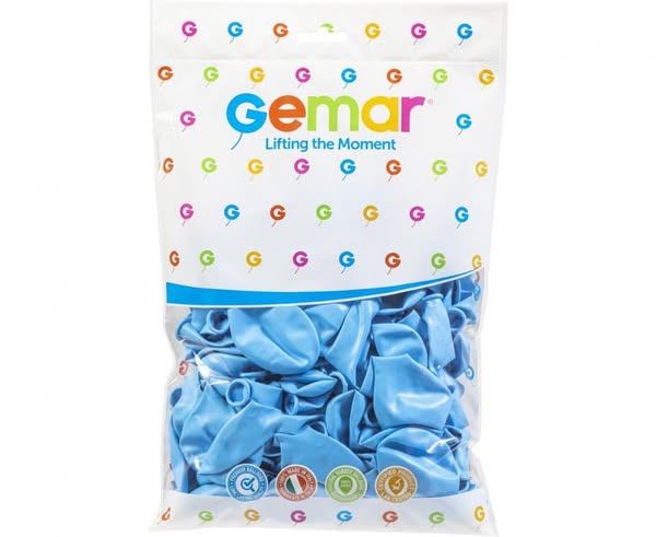 Balony Lateksowe Pastelowe Niebieskie Baby Blue Gemar 10" - 26 cm /100 szt.