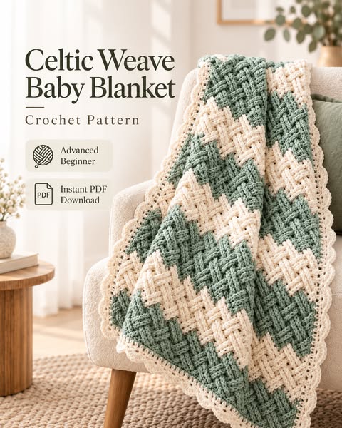 Celtic Weave Baby Blanket Crochet Pattern