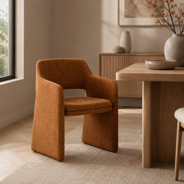 Nevada Dining Chair Fennel Orange Fabric
