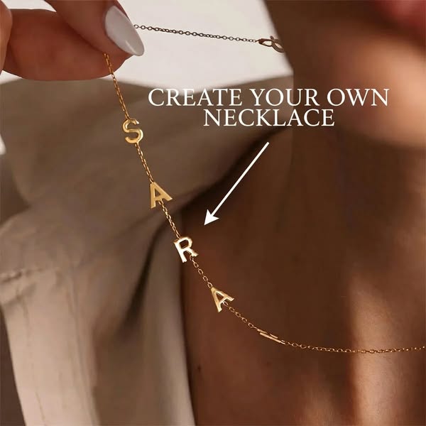 Personalized necklace with side letters