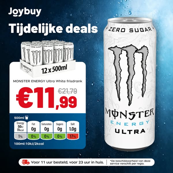 MONSTER ENERGY Ultra White Suikervrije Energiedrank - 12 x 500 ml | Energie-, sport- & gezondheidsdranken | Joybuy