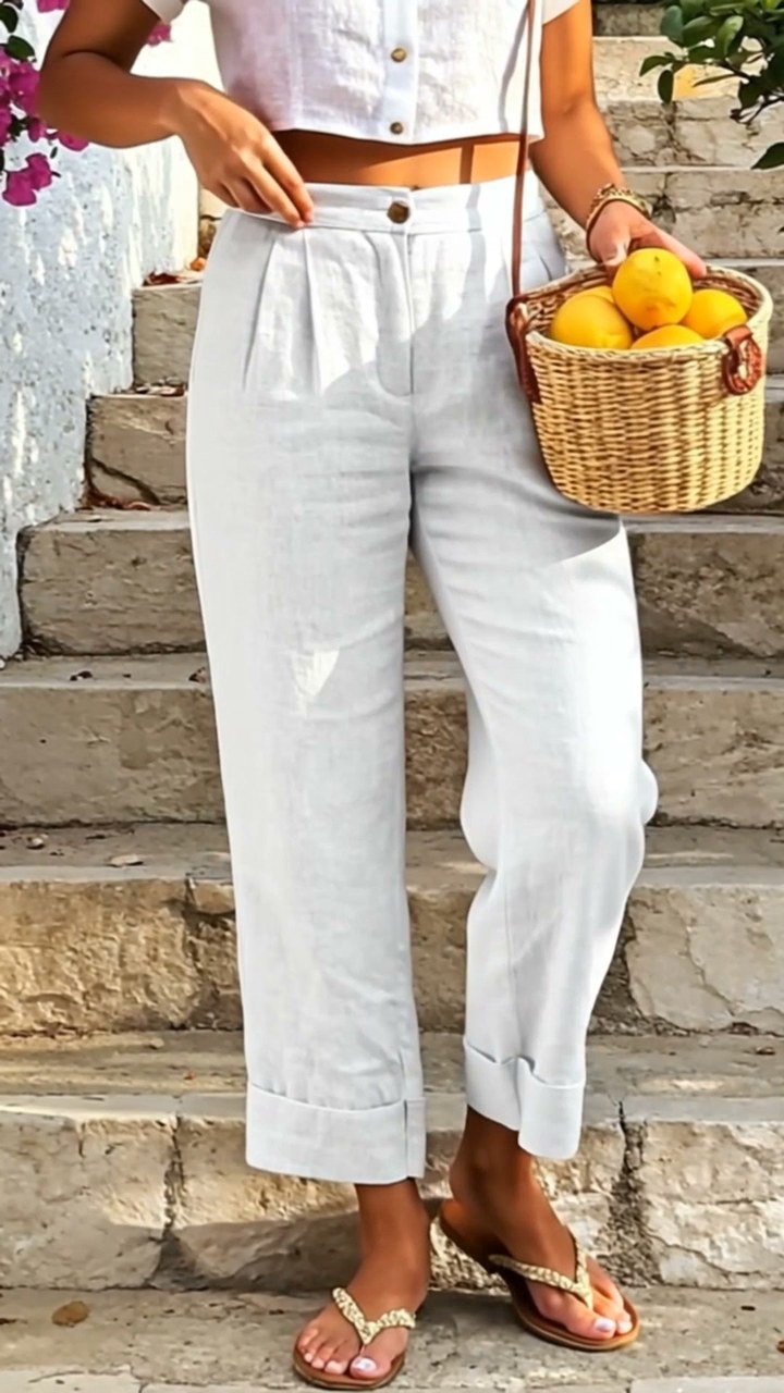Women's Relaxed Fit Linen Blend Pants