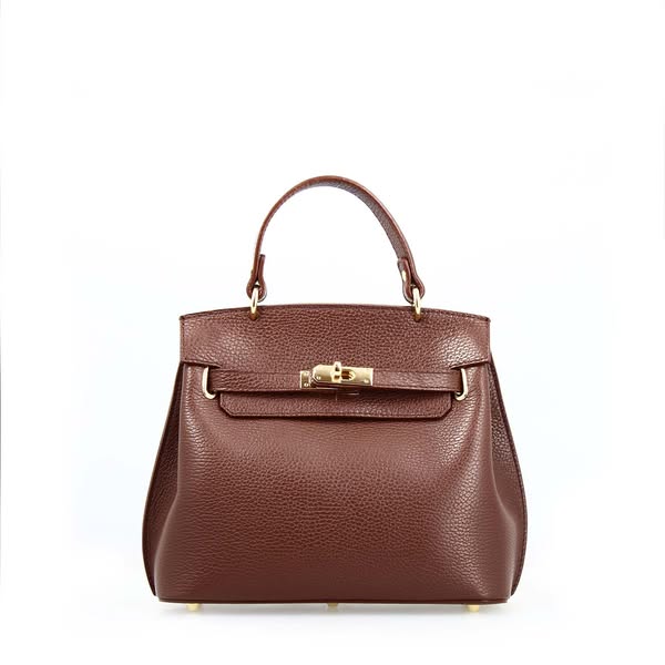 Borsa a mano e tracolla Ninfea da donna in pelle marrone scuro numero