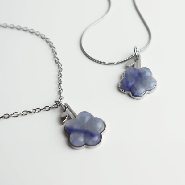 Hanger – Blauwe Aventurijn - Vergeet-me-niet - Zilver (M)