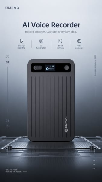 UMEVO Note Plus - Magnetic Call Recorder AI Voice Recorder, Transcribe & Summarize