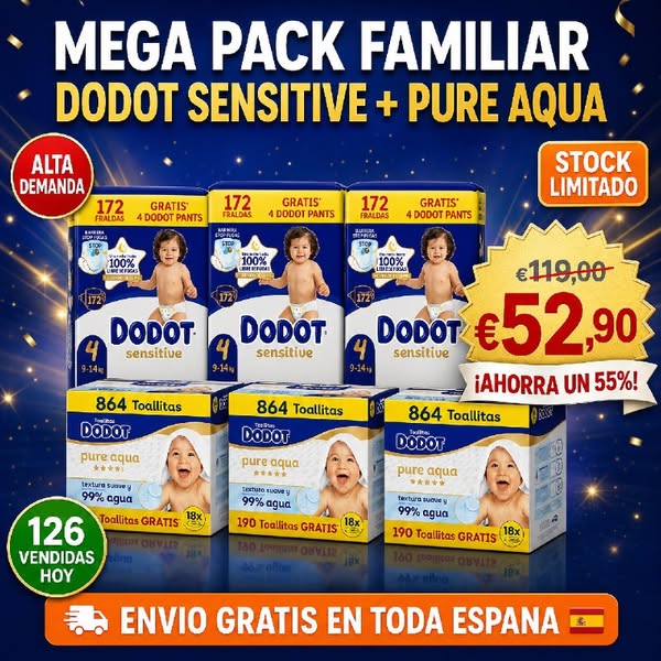 Mega Pack Familiar Dodot Sensitive + Pure Aqua