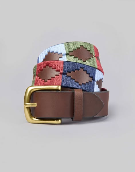Joseph Turner | Men's Polo Belt - Burgundy/Navy/Sky/Green XXL