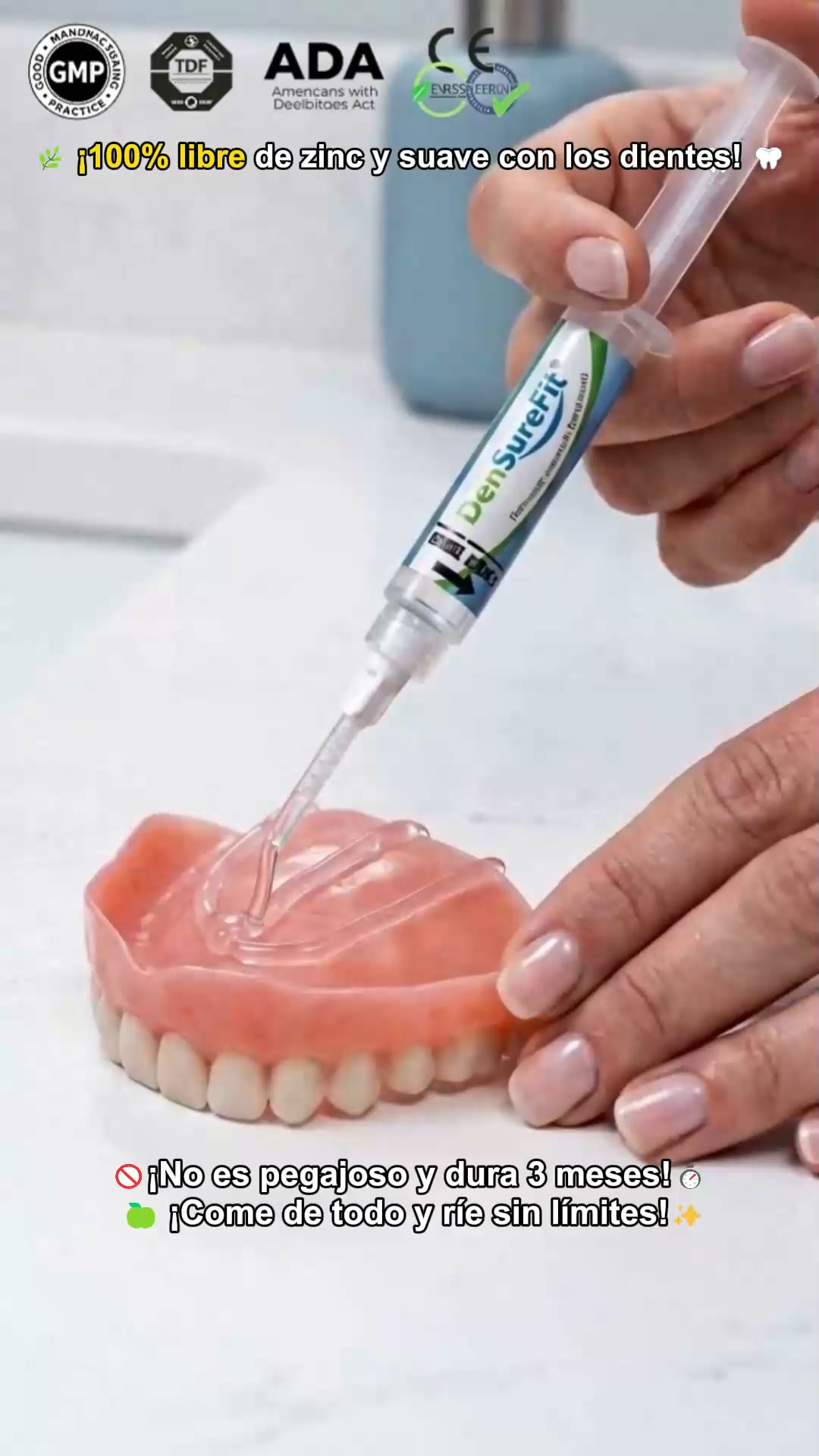"¿Harto de que la dentadura postiza se mueva y te irrite las encías?"