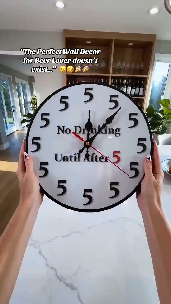 Funny No Drinking Until After 5 Round Wall Clock