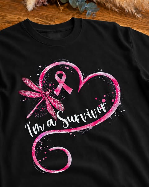 I'm A Survivor Breast Cancer Awareness Dragonfly Heart