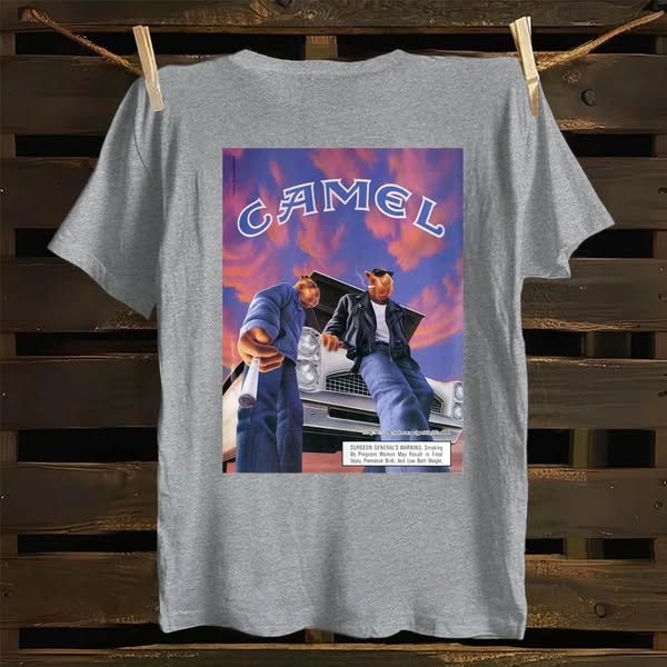 Vintage Classic Car And Animal Design Graphic T-Shirt Shallow gray-XS