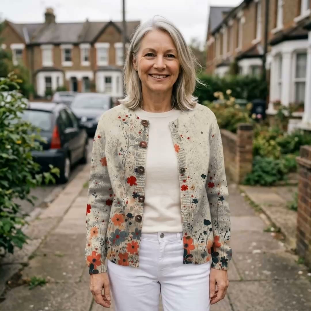 The floral cardigan people stop to ask about — Sabrina, £44.95.
