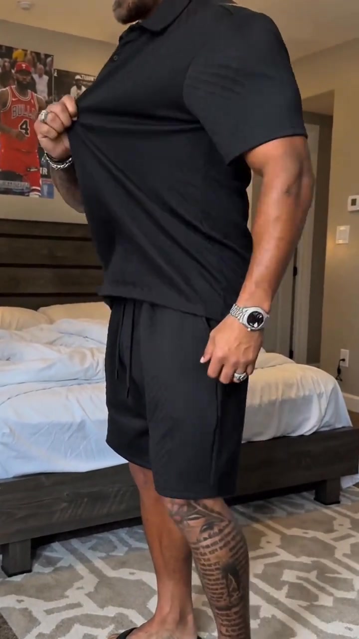 Men's 2 Pieces Casual Polo Shirt and Shorts Set