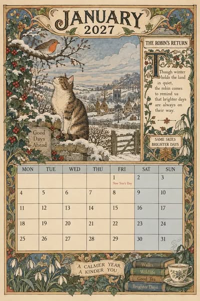 A Year in Britain 2027 – Vintage Storybook Wall Calendar