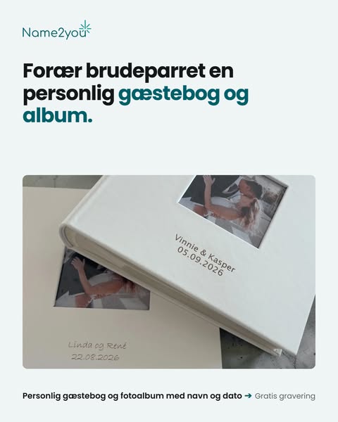 Gæstebog & fotoalbum med gravering