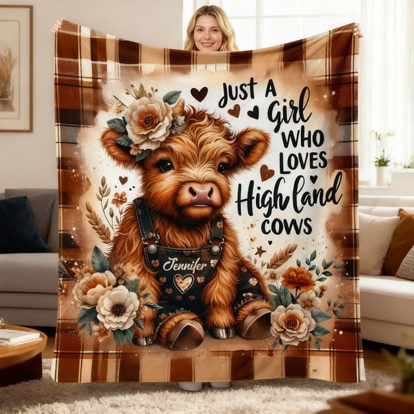 Just A Girl Who Loves Highland Cows Personalized Fleece Blanket