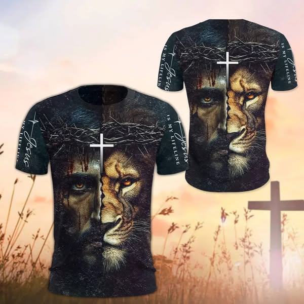 God And Lion, Jesus Is My Lifeline - Inspirational Christian 3D All Over Print T-Shirt And Hoodie, Christian Hoodie, Jesus Christ Hoodie, Gi
