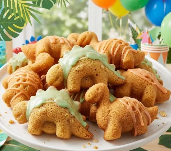 Forma silikonowa do pieczenia ciastek monoporcji Dinozaury 6 gniazd