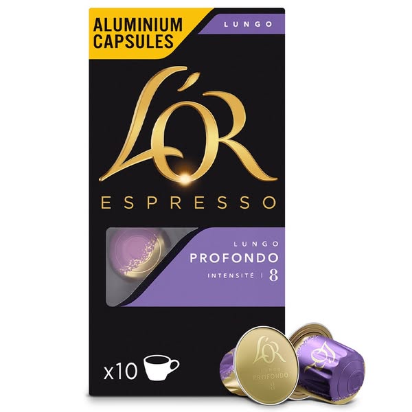 Tylko PLN19.99 Kapsułki aluminiowe L'OR Profondo Lungo, intensywność 8 - 10 sztuk, do ekspresów Nespresso® Original*