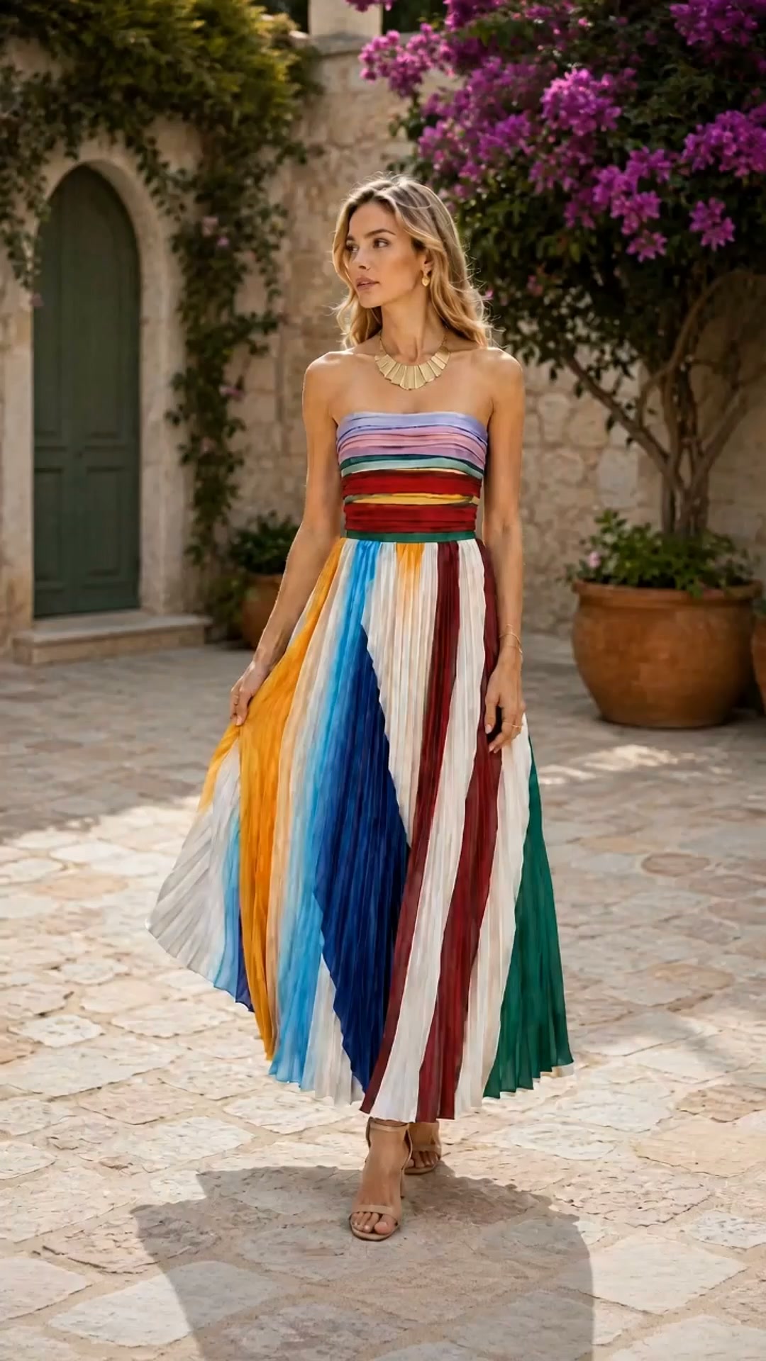 Aurora Pleated Maxi Dress