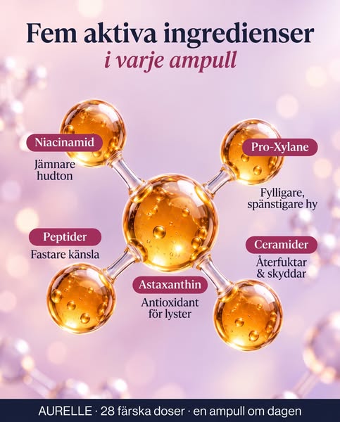 Fem aktiva ingredienser – i varje ampull