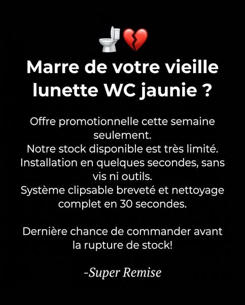 Lunette WC clipsable sans vis