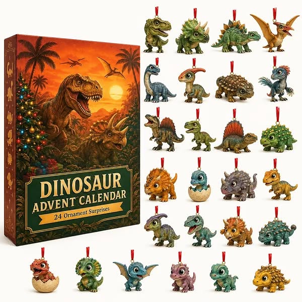 Dinosaur Advent Calendar, 24‑Day Christmas Countdown Calendar