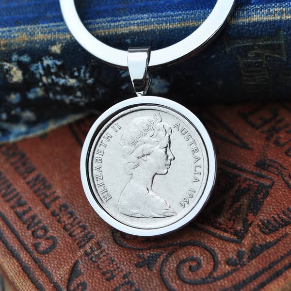 Personalised 59th Birthday Gift | 1966 Australian Five Cent Coin Keyring - Silver