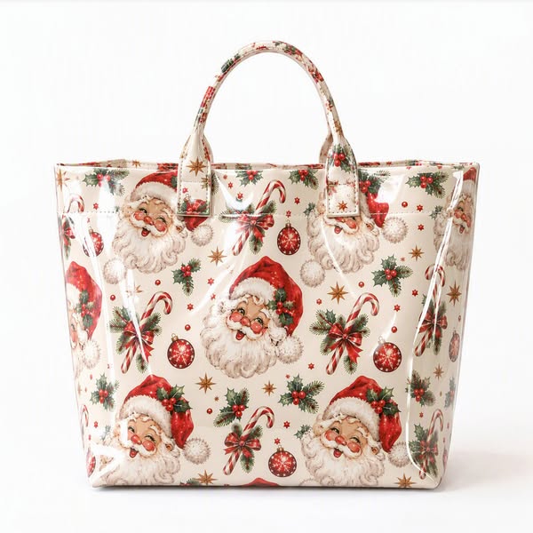 SALE! Vintage Santa Christmas PVC Tote Bag