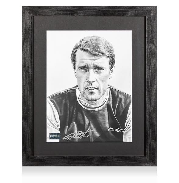 Sir Geoff Hurst Signed Tribute Artwork In Black Wooden Frame