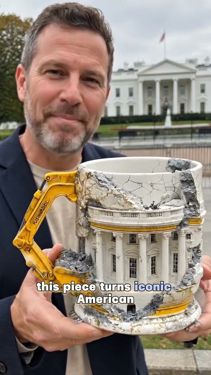 White House Excavator Mug – 3D Construction Coffee Cup