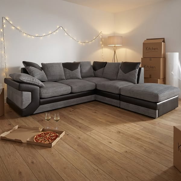 Dino Fabric and Leather Trim Corner Sofa