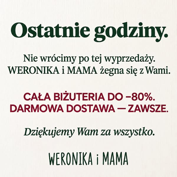 Do −80% + darmowa dostawa. Zamykamy się