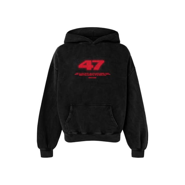 47 RED EDITION OVERSIZED FADED HOODIE BLACK
